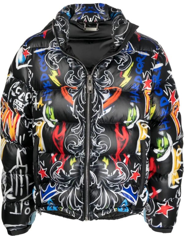 Philipp Plein  Skull and Plein print puffer jacket