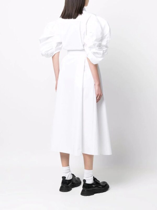 Alexander McQueen  puff-sleeve belted cotton shirt dress - Image 4