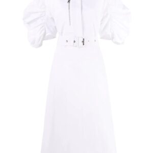 Alexander McQueen  puff-sleeve belted cotton shirt dress