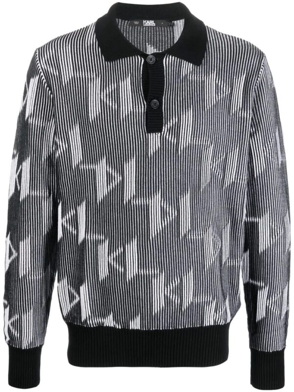 Karl Lagerfeld monogram-pattern knitted polo shirt