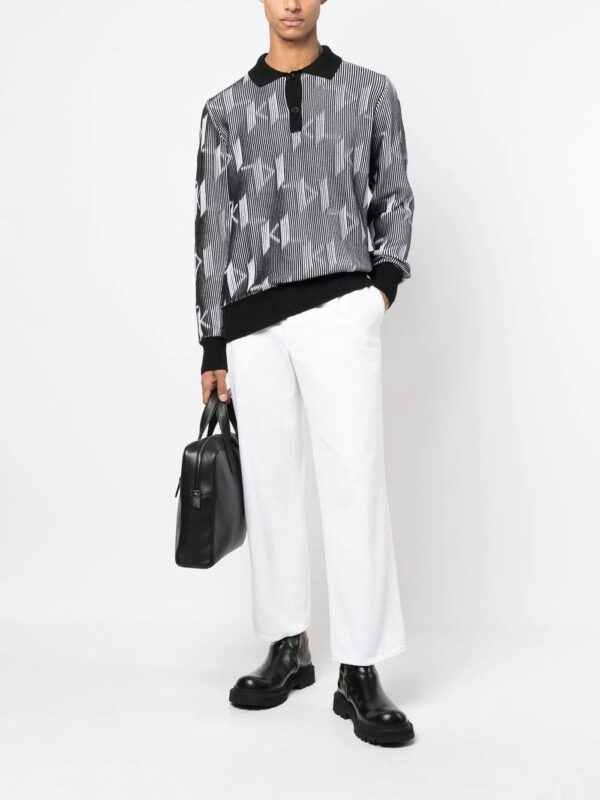 Karl Lagerfeld monogram-pattern knitted polo shirt - Image 2