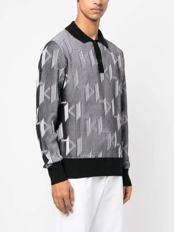 Karl Lagerfeld monogram-pattern knitted polo shirt - Image 3