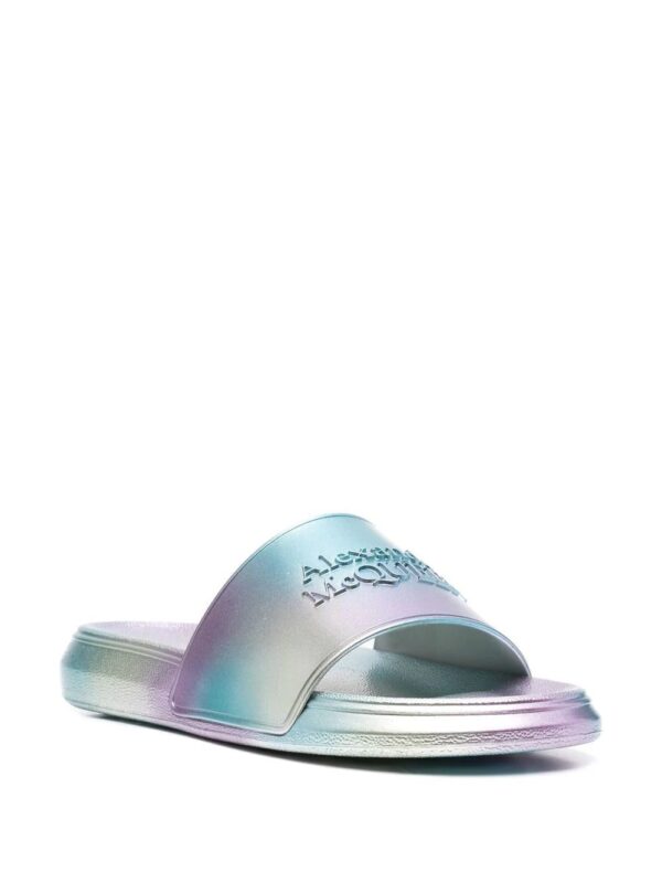 Alexander McQueen  metallic debossed-logo slides - Image 2