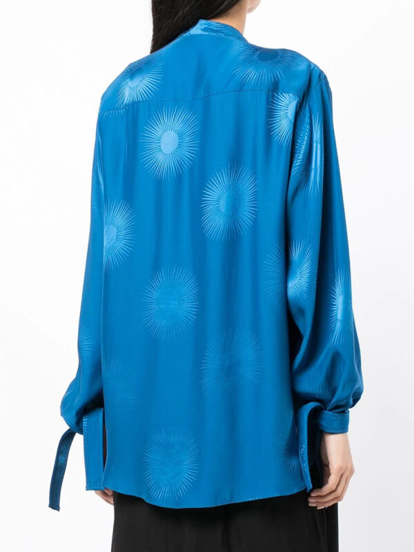Stella McCartney  sunburst-jacquard scarf-detail blouse - Image 4