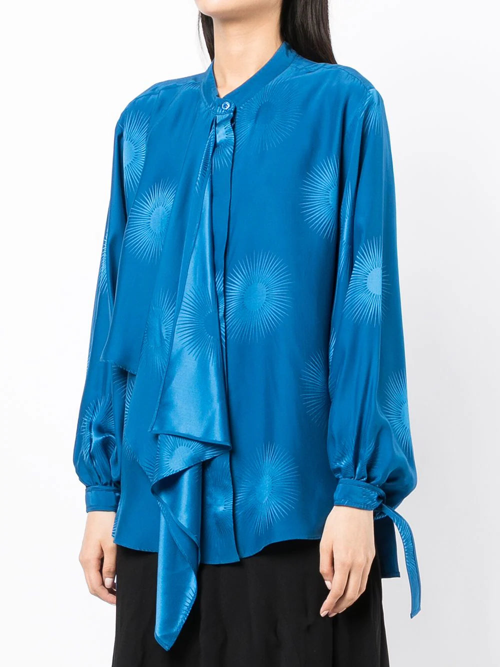 Stella McCartney  sunburst-jacquard scarf-detail blouse - Image 3