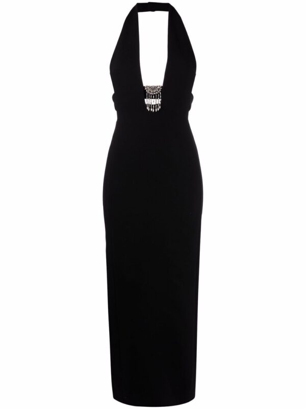 Saint Laurent crystal-embellished halterneck dress