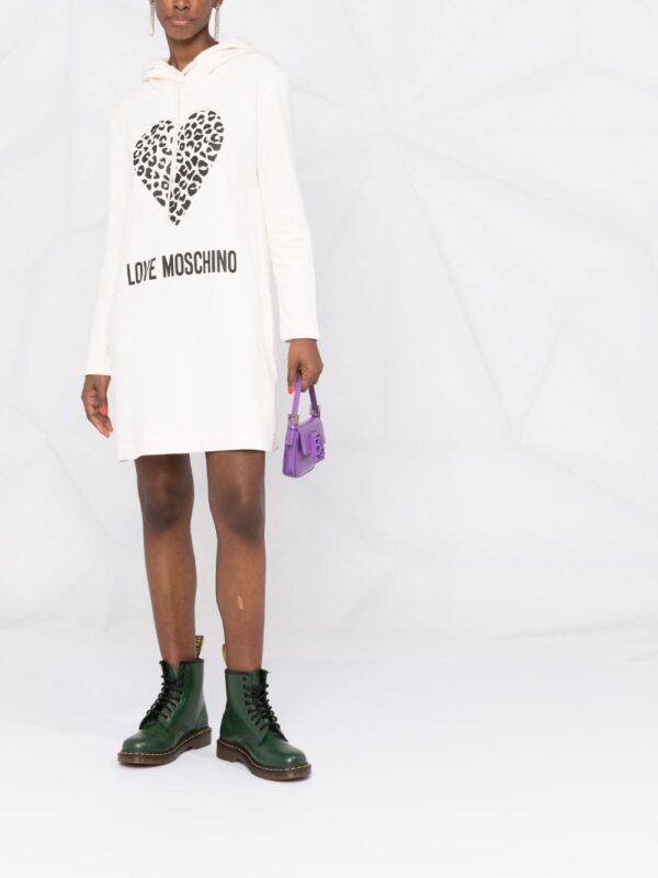 Love Moschino logo-print hooded dress - Image 3
