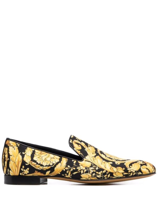 Versace  baroque-print silk loafers