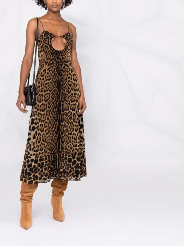 Saint Laurent cut-out leopard-print midi dress - Image 2