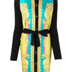 Versace baroque-print tie-waist dress