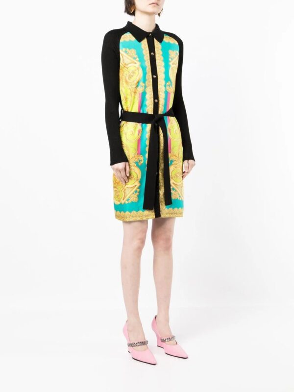 Versace  baroque-print tie-waist dress - Image 3