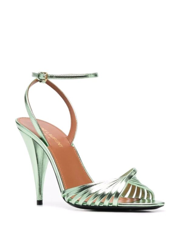 Saint Laurent Tina metallic-effect leather sandals - Image 2