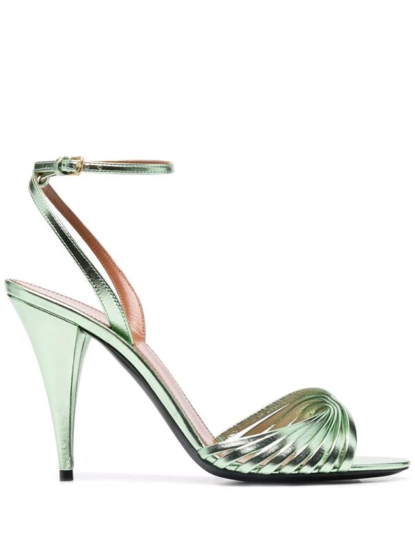 Saint Laurent Tina metallic-effect leather sandals