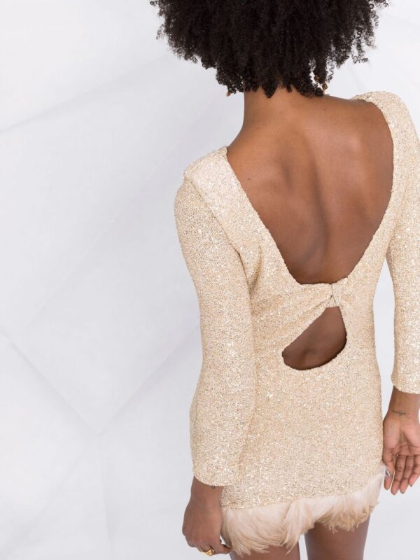 Saint Laurent feather-trim sequinned minidress - Image 3