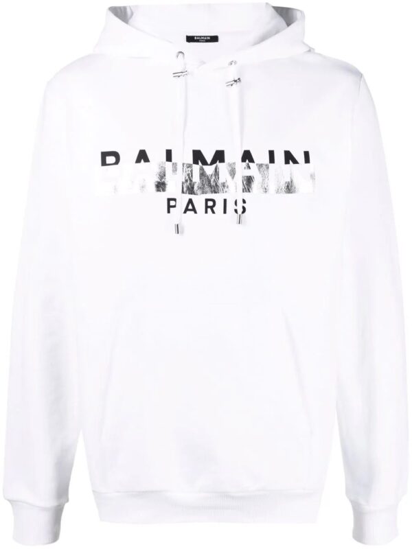 Balmain  logo-print drawstring hoodie