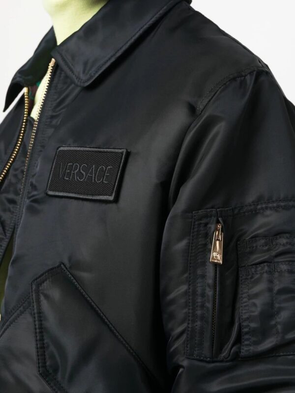 Versace  logo-patch padded bomber jacket - Image 4