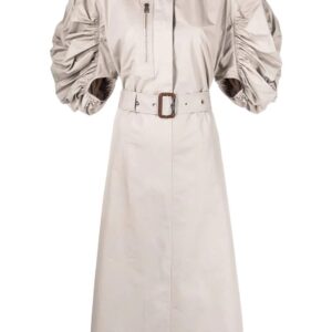 Alexander McQueen  puff-sleeve belted cotton shirt dress