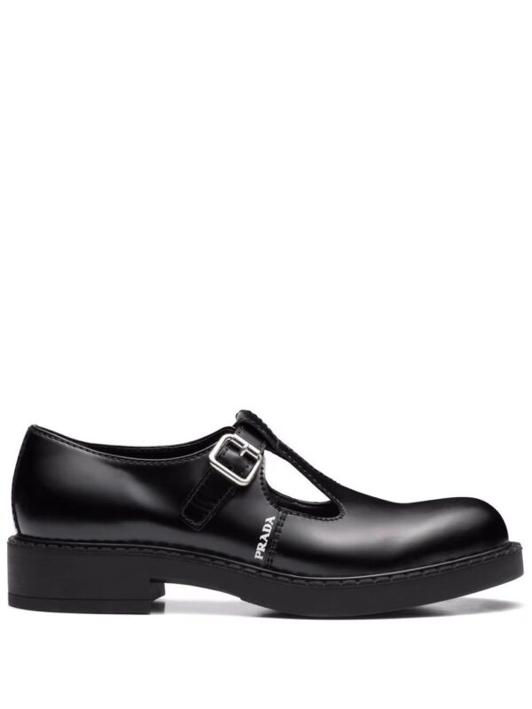 Prada  brushed-leather Mary Jane shoes