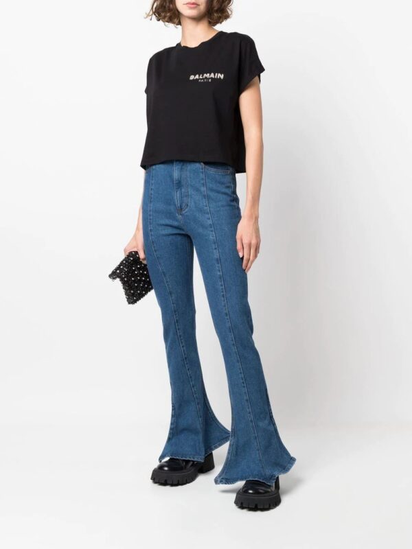 Balmain  sequin logo round neck T-shirt - Image 2