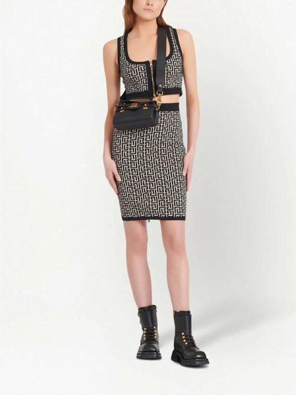 Balmain  monogram-pattern cropped top - Image 2