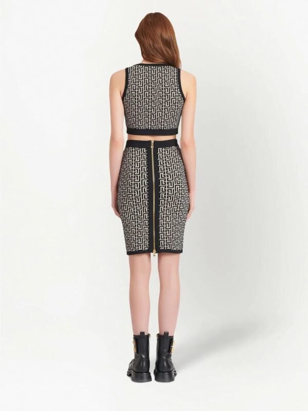 Balmain  monogram-pattern cropped top - Image 4