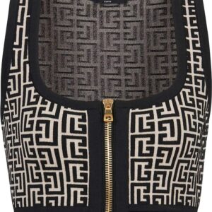 Balmain  monogram-pattern cropped top