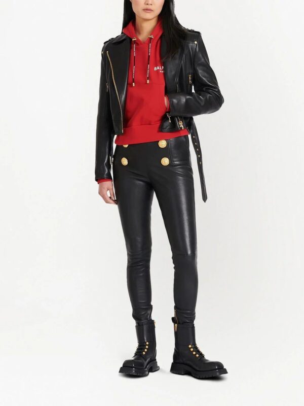 Balmain  logo print drawstring hoodie - Image 2