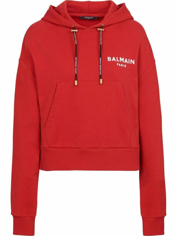 Balmain  logo print drawstring hoodie