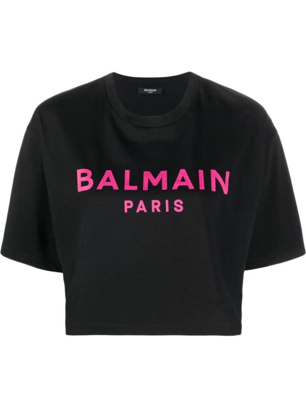 Balmain  cropped logo-print T-shirt