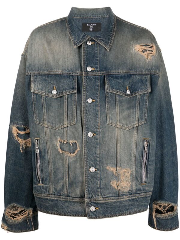 Balmain  distressed denim jacket