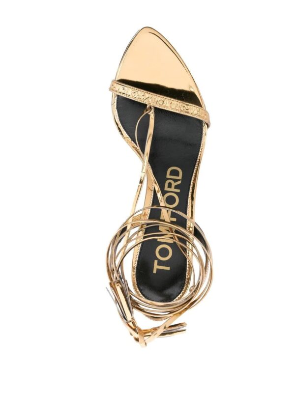 TOM FORD  logo-embossed metallic leather sandals - Image 4