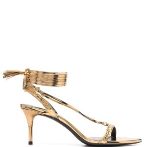TOM FORD  logo-embossed metallic leather sandals