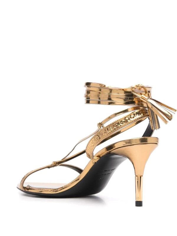 TOM FORD  logo-embossed metallic leather sandals - Image 3