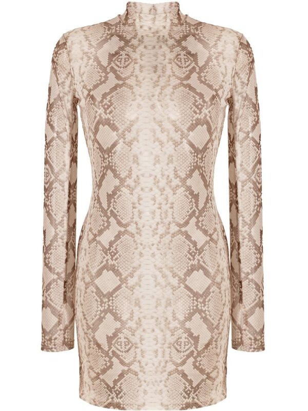 Philipp Plein snakeskin-print mock neck dress