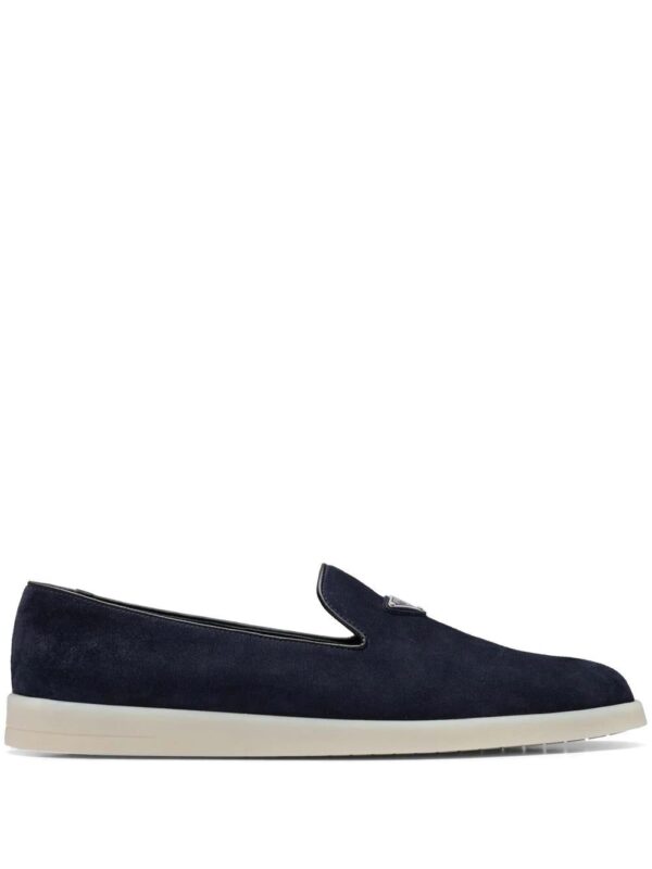 Prada  triangle-patch suede loafers