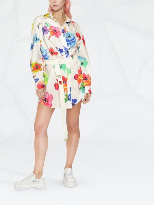 Off-White floral-print twisted shirtdress - Image 4