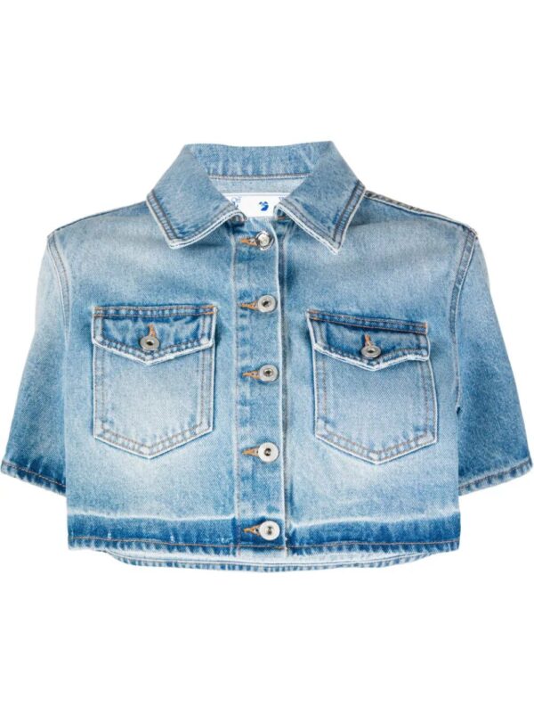 Off-White  cropped short-sleeve denim shirt