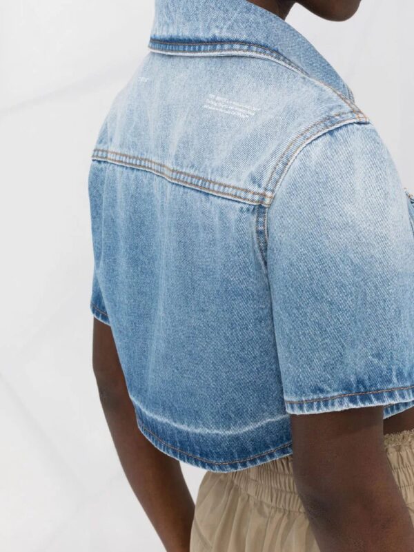 Off-White  cropped short-sleeve denim shirt - Image 3