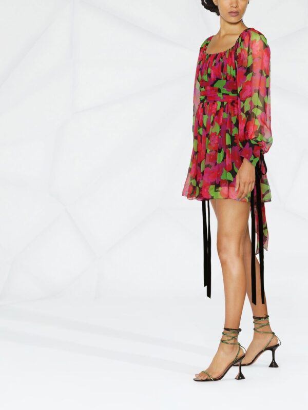 Saint Laurent floral-print long-sleeve mini dress - Image 3