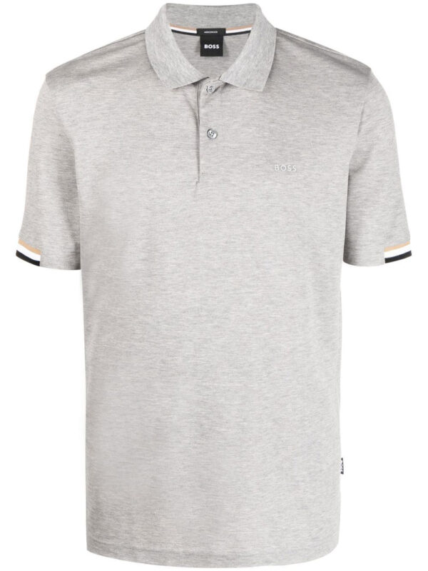 BOSS  stripe-collar short sleeved polo shirt