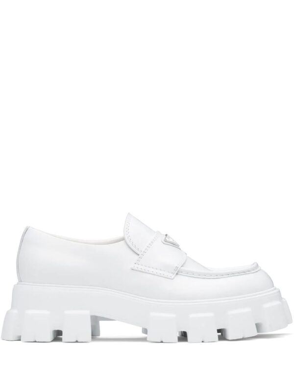 Prada  Monolith leather lug loafers