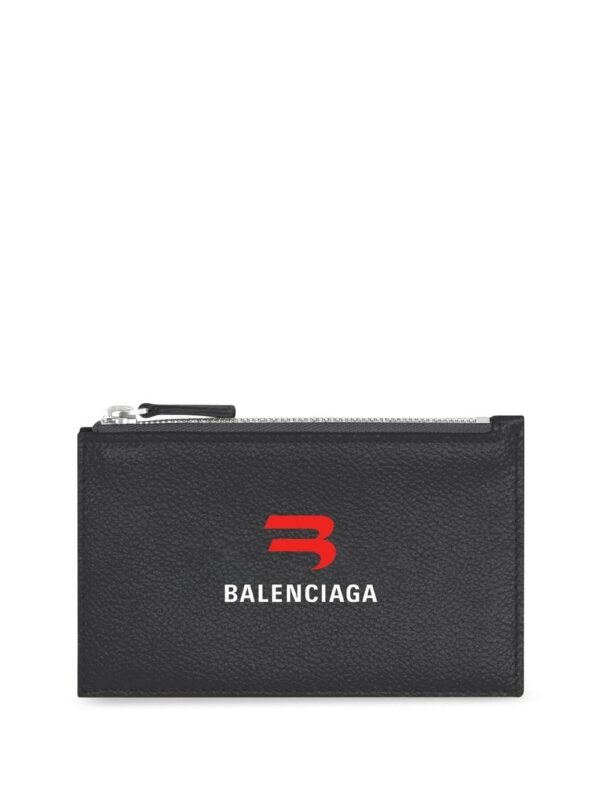 Balenciaga  logo-print leather cardholder