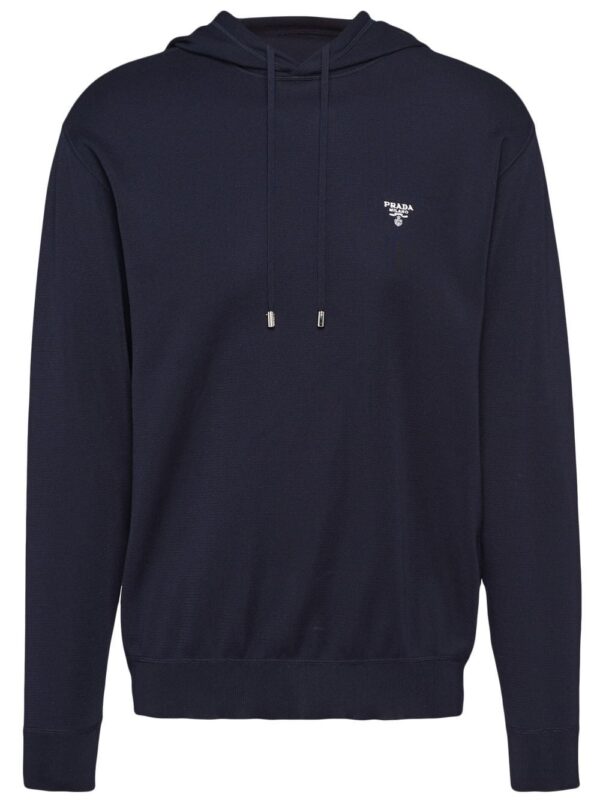 Prada embroidered-logo silk hoodie