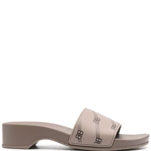 Balenciaga  all-over logo-print clog slides