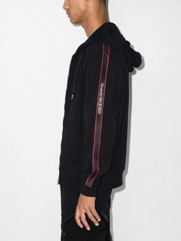 Alexander McQueen  logo-tape zip-up hoodie - Image 3