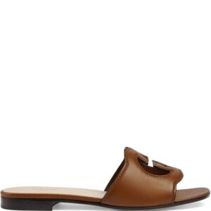 Gucci logo-cut out leather sandals