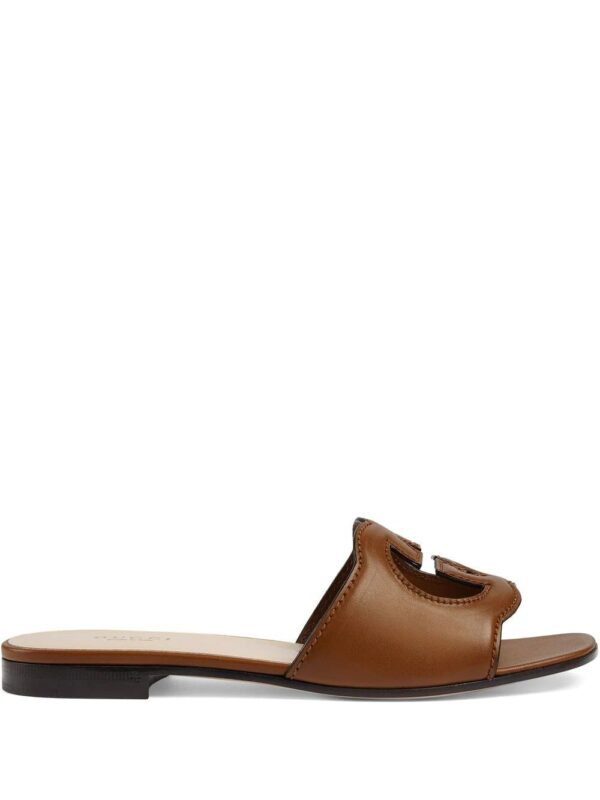 Gucci logo-cut out leather sandals