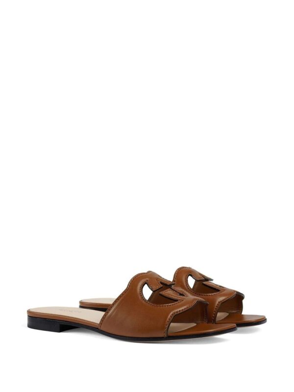 Gucci logo-cut out leather sandals - Image 2