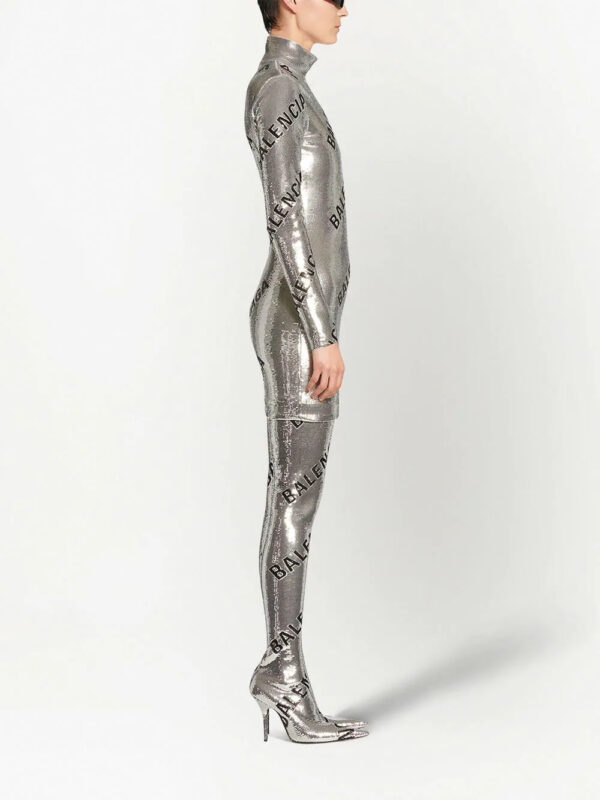 Balenciaga  logo-print sequin mini dress - Image 4