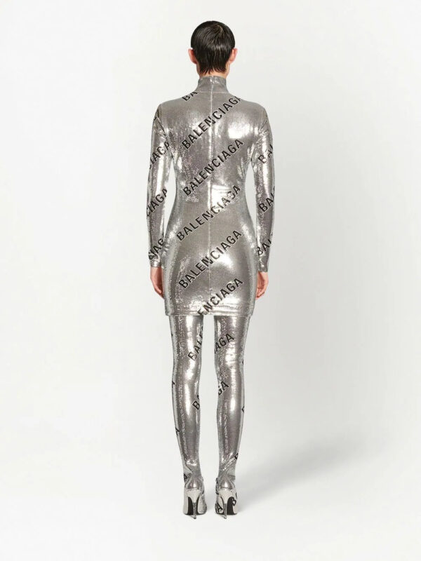 Balenciaga  logo-print sequin mini dress - Image 3